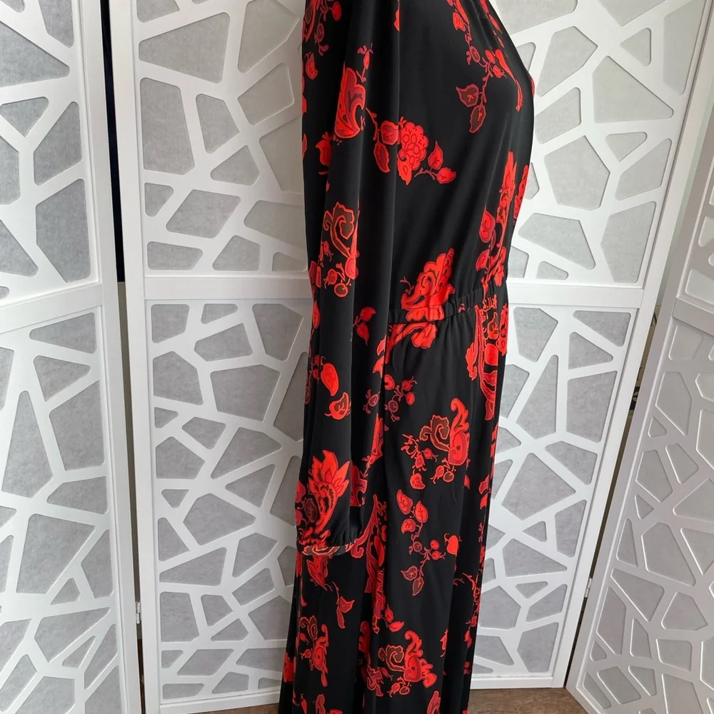 Tory Burch Floral Jersey Dress in Black Mountain Paisley sz L Large - Picture 8 of 16